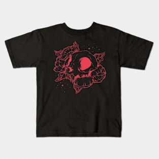 Cat Skull (Red) Kids T-Shirt